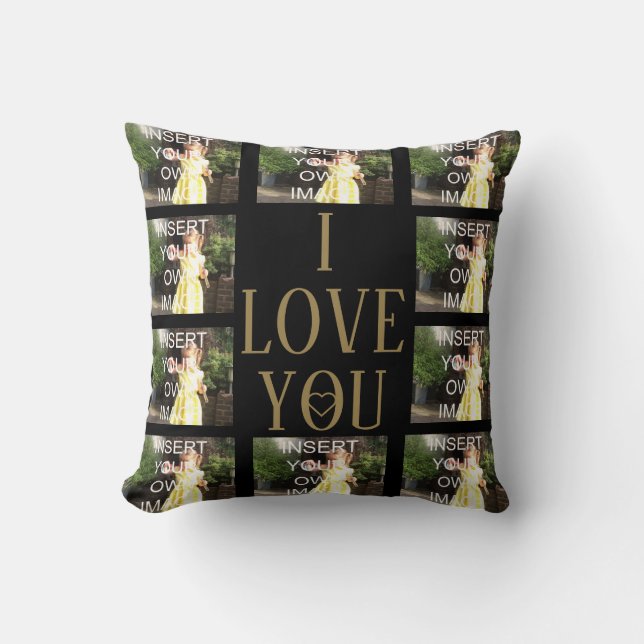 Coussin Valentines Custom Ten Photo Collage I Love You (Recto)