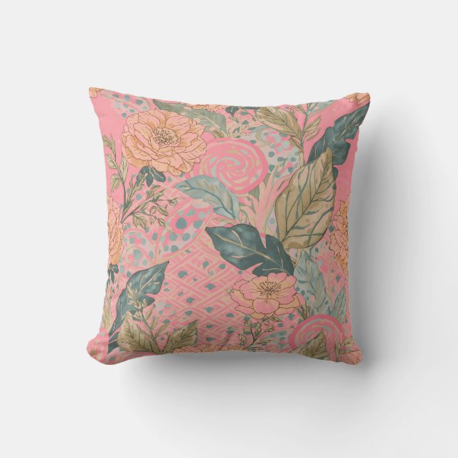 Coussin Valentines Day,Pink,Lovely Flowers,Modern, Trendy (Recto)