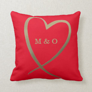Coussin Valentines Jour Amour Coeur Rouge Monogramme
