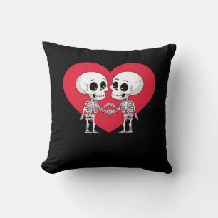 Coussin Valentines Jour Drôle Skeleton Coeur main