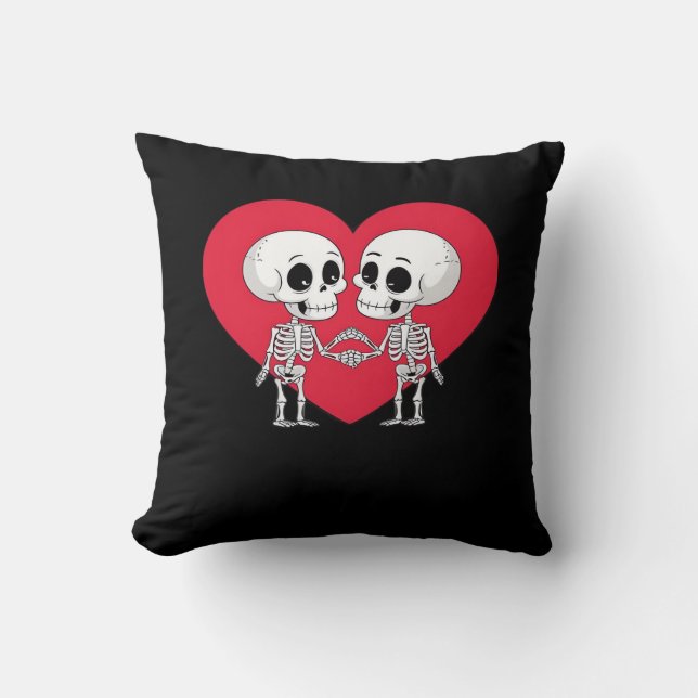Coussin Valentines Jour Drôle Skeleton Coeur main (Recto)