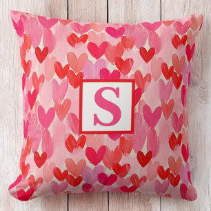 Coussin Valentines Jour Multi Coeurs Motif Amour Monogramm