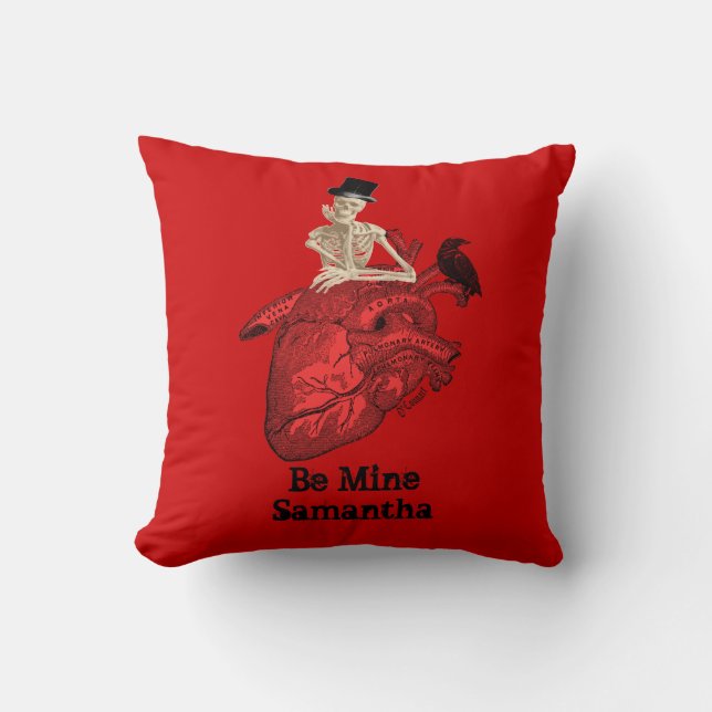 Coussin Valentines romantiques de coeur gothique (Recto)