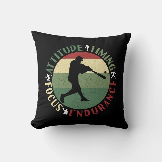 Coussin Valeurs d'équipe de baseball motivationnelles (Recto)