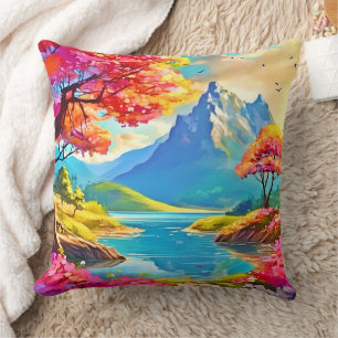 Coussin Vallée du printemps : Vue sur la montagne