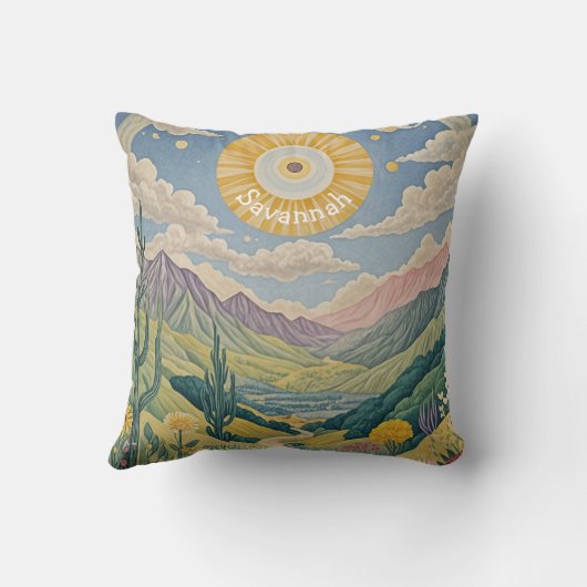 Coussin Vallée tranquille : Paysage pastel (Verso)