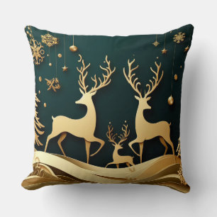 Coussin Valse de la forêt dorée – Renne et décorations