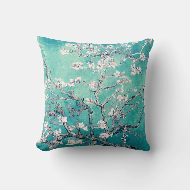 Coussin Van Gogh Almond Blossoms Turquoise (Recto)