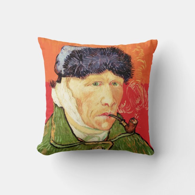 Coussin Van Gogh - Autoportrait avec l'oreille bandée & pi (Recto)