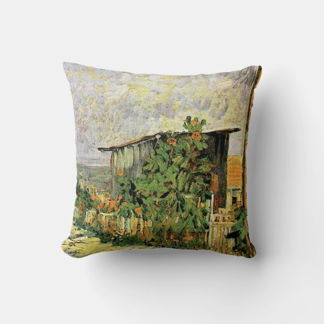 Coussin Van Gogh - Chemin Montmarte avec des tournesols, (Recto)