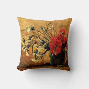 Coussin Van Gogh - Jug aux oeillets rouges et blancs