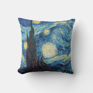 Coussin Van Gogh Nuit étoilée Vintage Bleu Chef-d'œuvre
