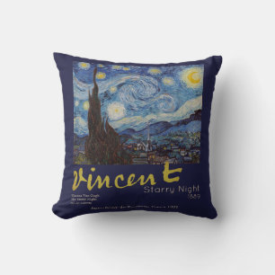Coussin Van Gogh Nuit étoilée Vintage Bleu Chef-d'œuvre