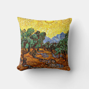 Coussin Van Gogh - Olive Trees with Yellow Sky and Sun...
