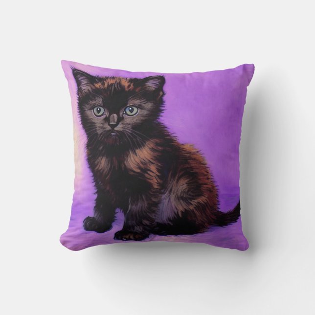 Coussin Van Gogh Style Chat pourpre (Recto)