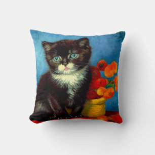 Coussin Van Gogh Tuxedo Cat