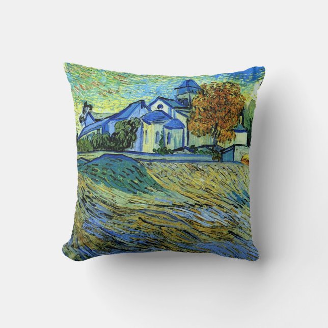 Coussin Van Gogh - Vue sur l'église Saint-Paul, (Recto)