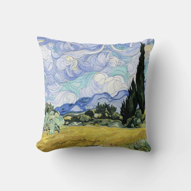 Coussin Van Gogh - Wheatfield avec cyprès (Recto)