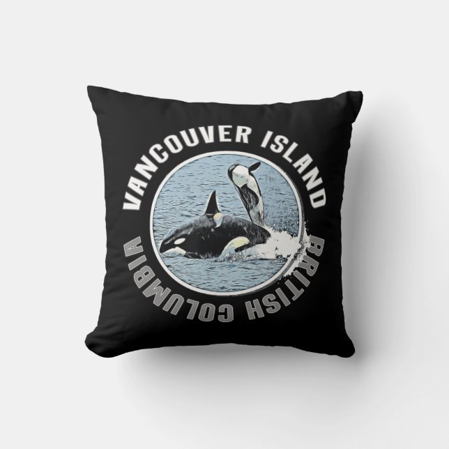 Coussin Vancouver Island BC Canada Orca Whales Adventure K (Recto)