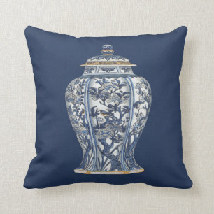 Coussin Vase bleu et blanc à porcelaine par le studio de