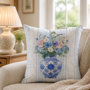 Coussin Vase de chinoiserie aquarelle