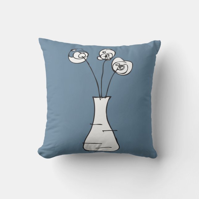 Coussin vase de fleurs de doodle (Recto)