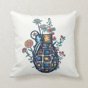 Coussin Vase de grenade à main de fleurs