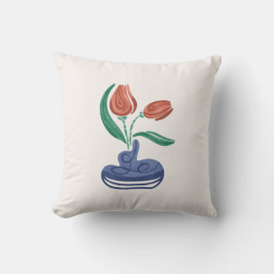 Coussin Vase moderne avec tulipes   Floral Still Life Art