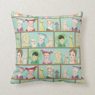 Coussin Vases de la tête de la Vintage kitsch avec chats e