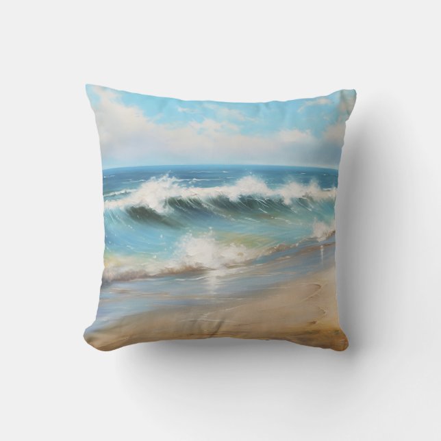 Coussin Vasière Ocean Beach Wave Art (Recto)