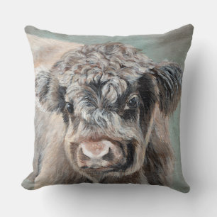 Coussin Veau des Highlands Écossais sur fond vert
