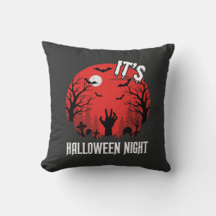 Coussin Vecteur de cimetière effrayant de nuit d'Halloween