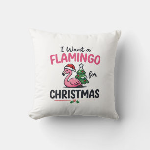 Coussin Vecteur de citation de Noël flamant rose