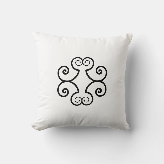 Coussin Vecteur spirale noire sur fond blanc (Recto)