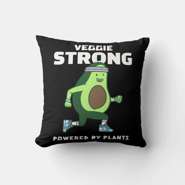 Coussin Veggie Strong, Alimenté par les plantes (Recto)