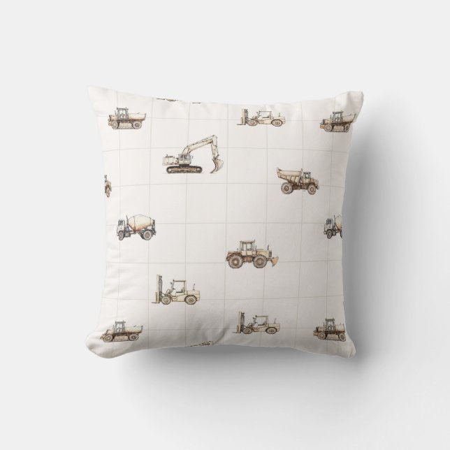 Coussin Véhicules de construction engins lourds beige  (Recto)
