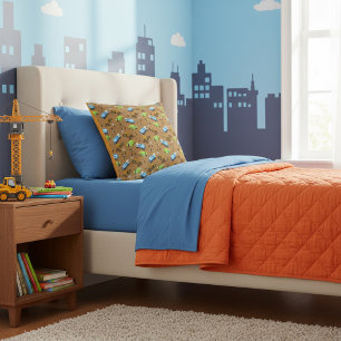 Coussin Véhicules de construction et travailleurs Motif Th