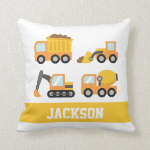 Coussin Véhicules de construction orange décoration de cha
