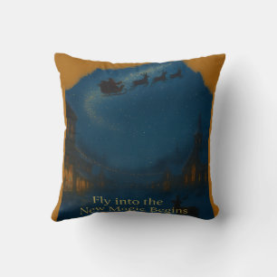 Coussin Veillée du Père Noël dans le ciel de Noël Magie de