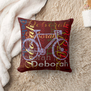 Coussin vélo avec nom à motif personnalisé