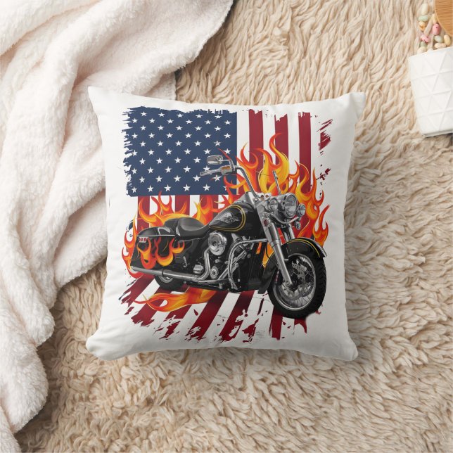 Coussin Vélo flambé du drapeau américain (Couverture)