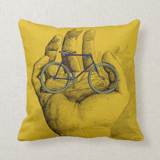 Coussin Vélo humoristique de bicyclette jaune vintage de