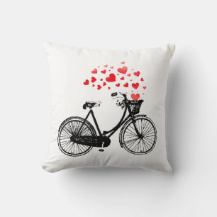 Coussin Vélo Inspirationnel avec Coeurs d'Amour Vintage