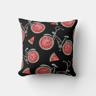 Coussin Vélos à roue de pastèque, motif d'été.