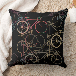 Coussin Vélos graphiques qui se chevauchent Cool Noir