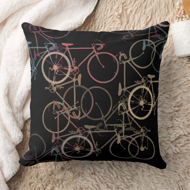 Coussin Vélos graphiques qui se chevauchent Cool Noir (Couverture)