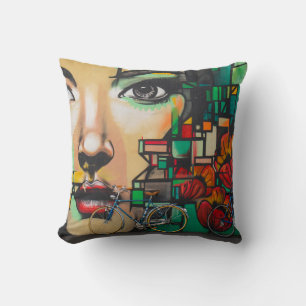 Coussin Vélos sur le mur de Graffiti