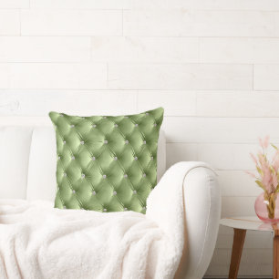 Coussin Velours Luxe Glam Vert Sauge Faux 