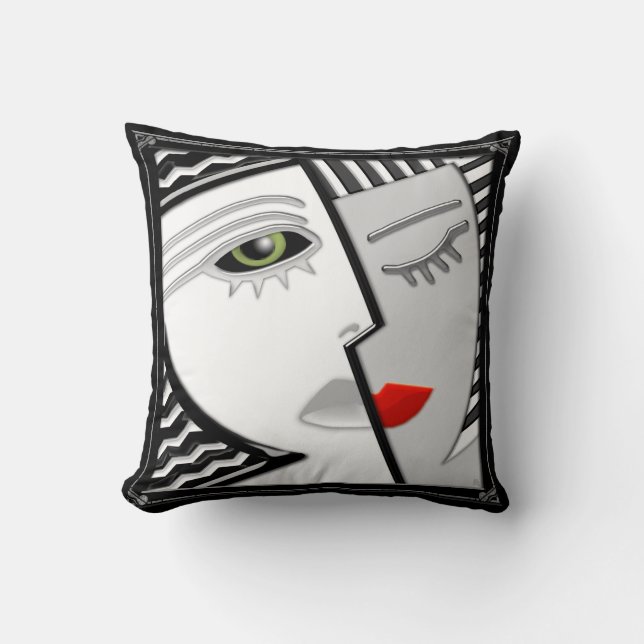Coussin Venez ensemble - le noir, le blanc et le rouge (Recto)