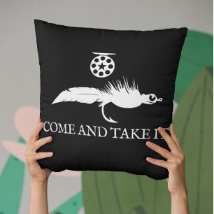 Coussin Venez le prendre Pêche à la mouche